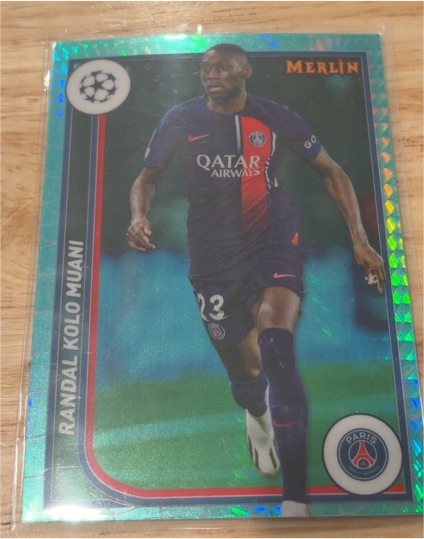 2023-24 Topps Merlin UEFA #93 Randal Kolo Muani Aqua Prism Refractor — front