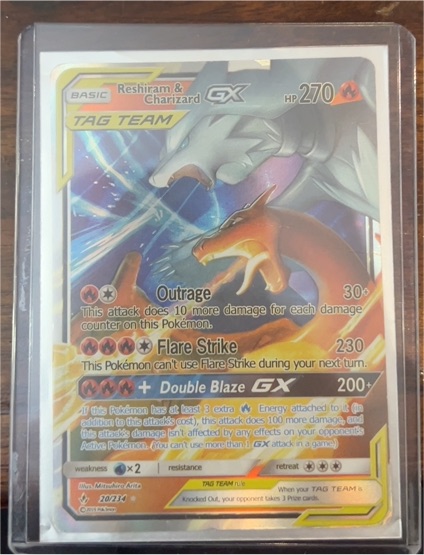 2019 Pokémon Unbroken Bonds #20 Reshiram & Charizard GX — front