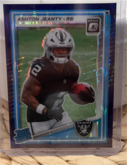 2025 Panini Donruss Optic #202 Ashton Jeanty Rated Rookie Purple Shock Raiders — front