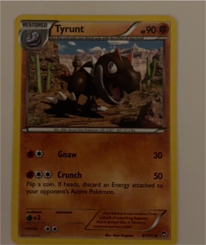 2014 Pokémon XY Furious Fists #61 Tyrunt — front