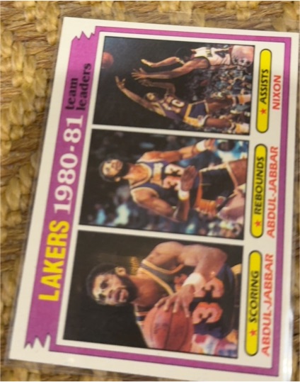1981-82 Topps #55 Lakers Team Leaders Kareem Abdul-Jabbar/Norm Nixon — front