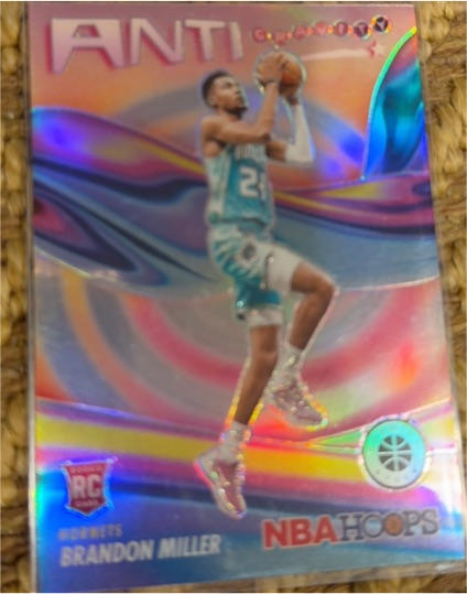 2023-24 Panini NBA Hoops Premium Stock #11 Brandon Miller Anti Gravity Silver Prizm Rookie Card — front