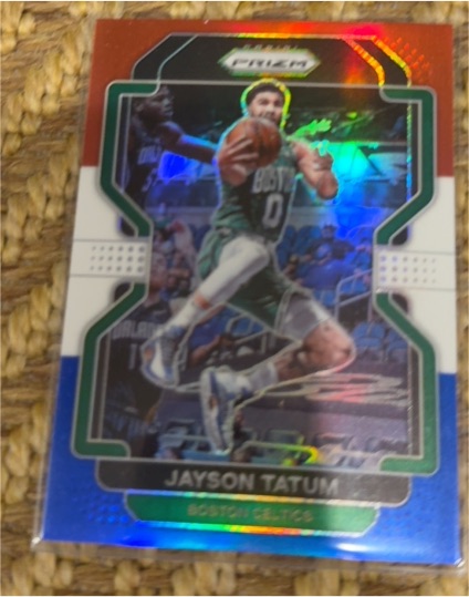 2021-22 Panini Prizm #13 Jayson Tatum Red White and Blue — front