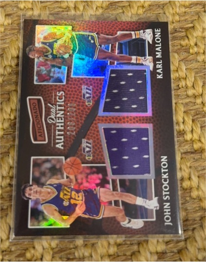 2016 Panini Aficionado Dual Authentics # Dual Jersey Karl Malone & John Stockton — front