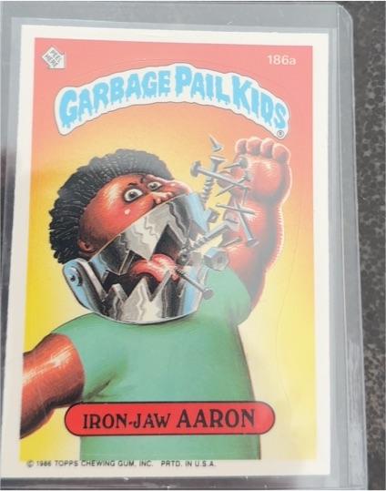 1986 Topps Garbage Pail Kids Series 5 #186a Iron-Jaw Aaron — front