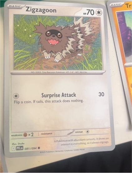 2025 Pokémon ME02: Phantasmal Flames #081 Zigzagoon — front