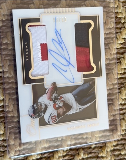 2020 Panini One Andre Johnson Dual Patch Auto #/60 — front