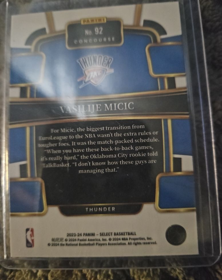2023-24 Panini Select #92 Vasilije Micic — front