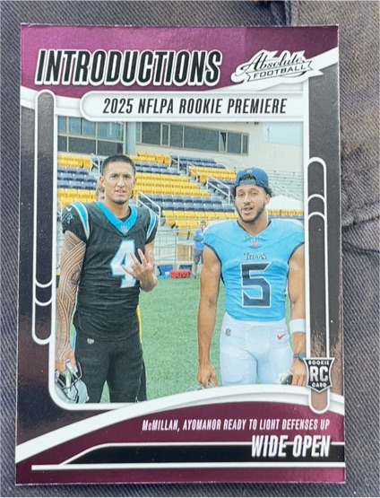2025 Panini Absolute #I-TMN Tetairoa McMillan & Elic Ayomanor Wide Open Introductions — front