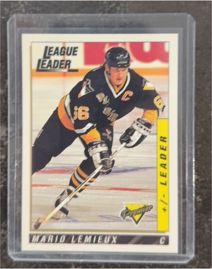 1993-94 Topps Premier #37 Mario Lemieux League Leader +/- — front