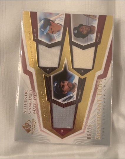 2006 SP Legendary Cuts Significant Trios #05/45 Jason Giambi / Derek Jeter / Mariano Rivera — front