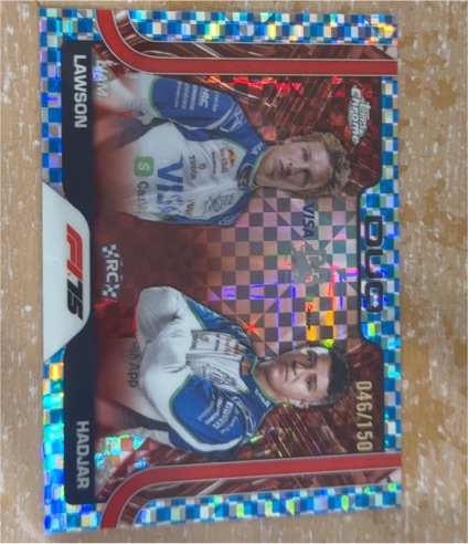 2025 Topps Chrome Formula 1 DU05 Lawson & Hadjar — front
