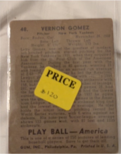 1953 Topps #48 Vernon Gomez — front