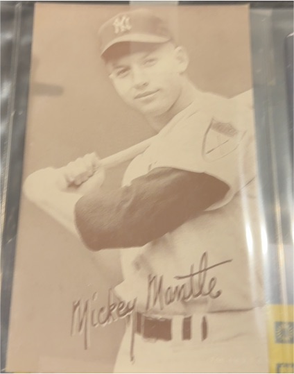 1980 Exhibit Mickey Mantle Hall of Fame Sepia Jumbo Card — front