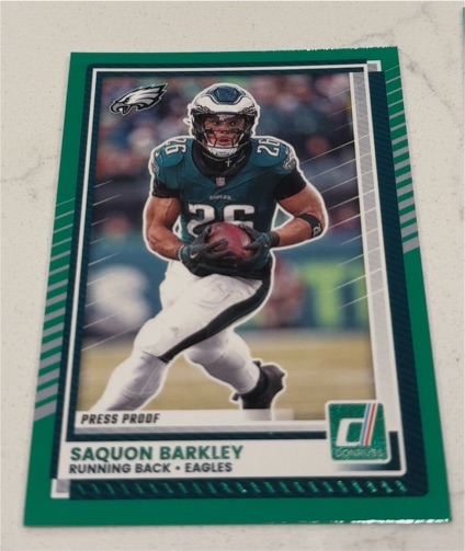 2025 Donruss #20 Saquon Barkley Press Proof Green — front