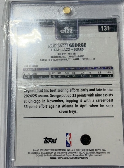 2025 Topps #131 Keyontae George — front