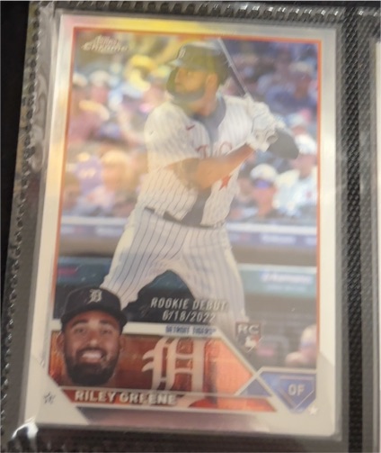 2023 Topps Chrome Update #USC128 Riley Greene Rookie Debut — front