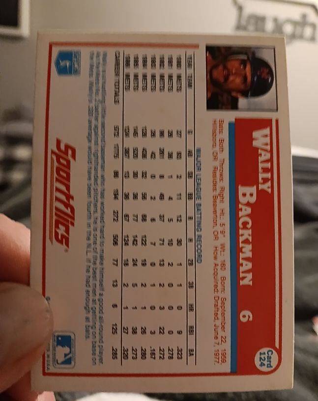 1987 Sportflics #124 Wally Backman — front