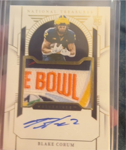 2024 Panini National Treasures Collegiate Blake Corum Rookie Patch Auto — front