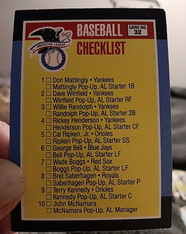 1988 Donruss All-Stars #32 Checklist — front