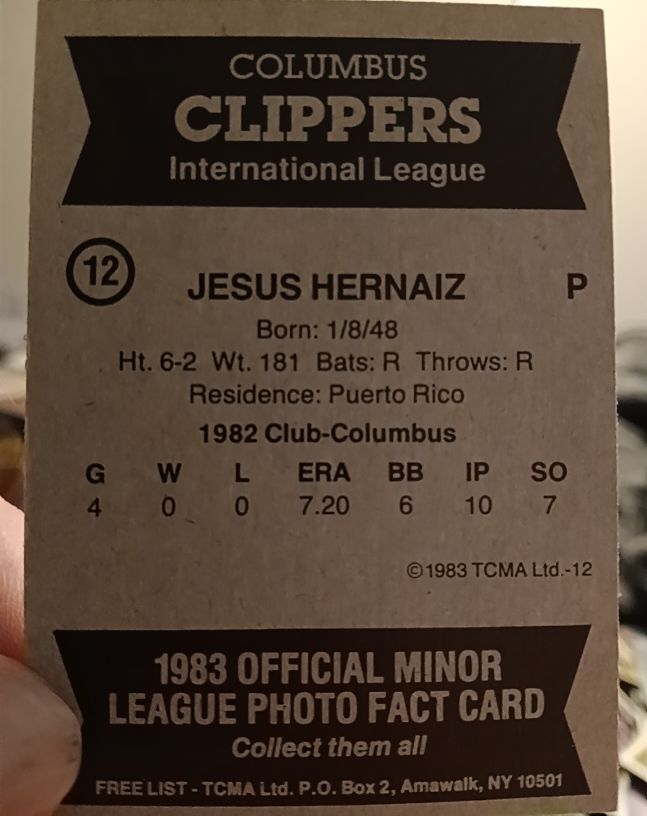 1983 TCMA #12 Jesus Hernaiz — front