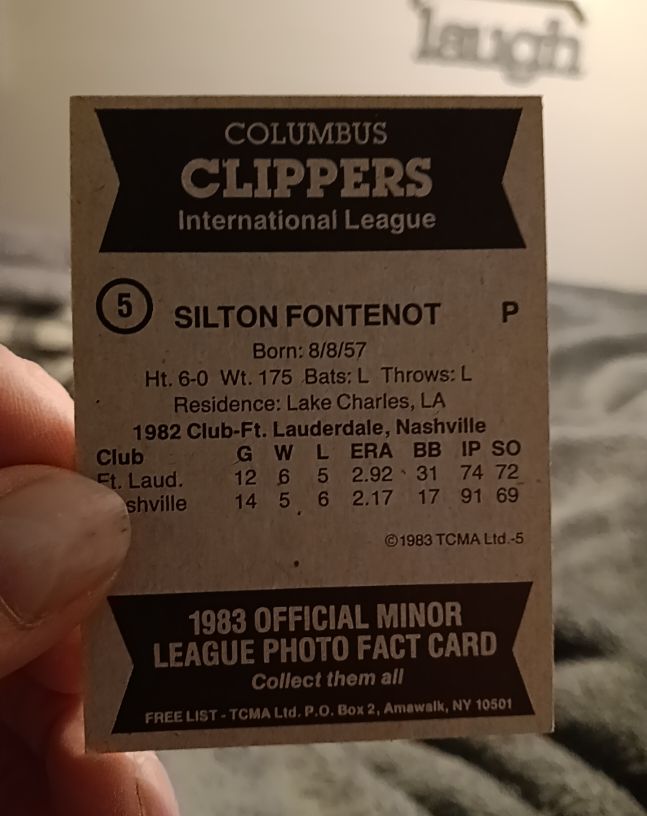 1983 TCMA #5 Silton Fontenot — front
