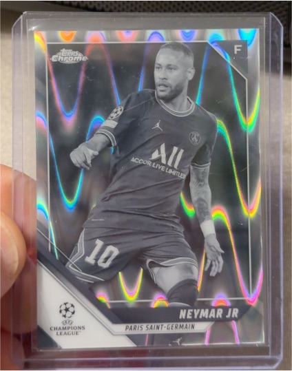 2021-22 Topps Chrome UEFA Champions League Neymar Jr Black & White Ray Wave #F Paris Saint-Germain — front