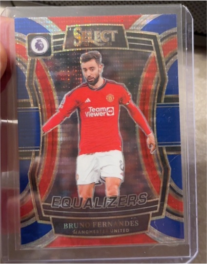 2023-24 Panini Select Premier League #25 Bruno Fernandes Equalizers Blue Pulsar Prizm — front
