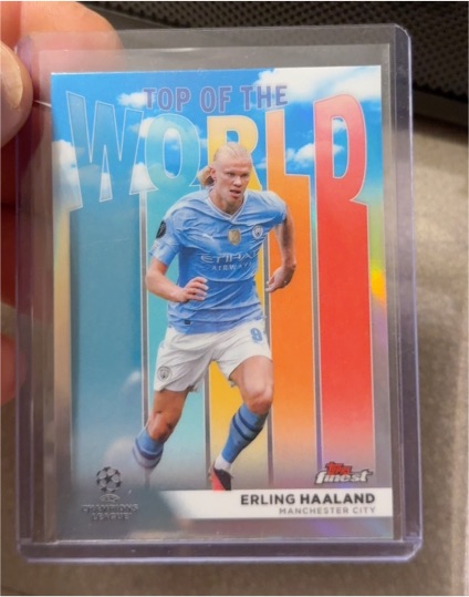 2023-24 Topps Finest UEFA Club Competitions #TW-3 Erling Haaland Top of the World — front