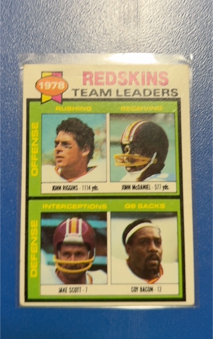 1979 Topps #319 Redskins Team Leaders John Riggins / John McDaniel / Jake Scott / Coy Bacon — front
