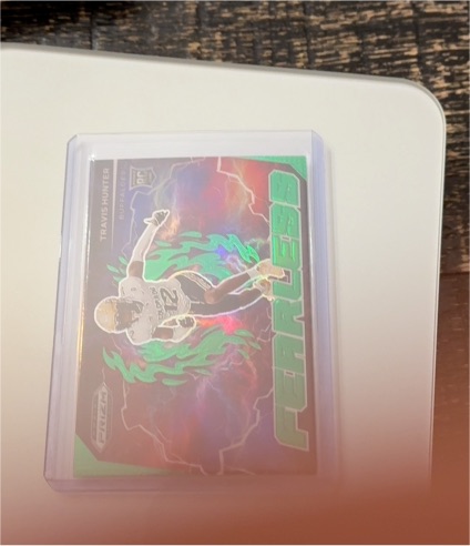 2025 Panini Prizm Draft Picks #F-TRH Travis Hunter Fearless Green Prizm RC — front