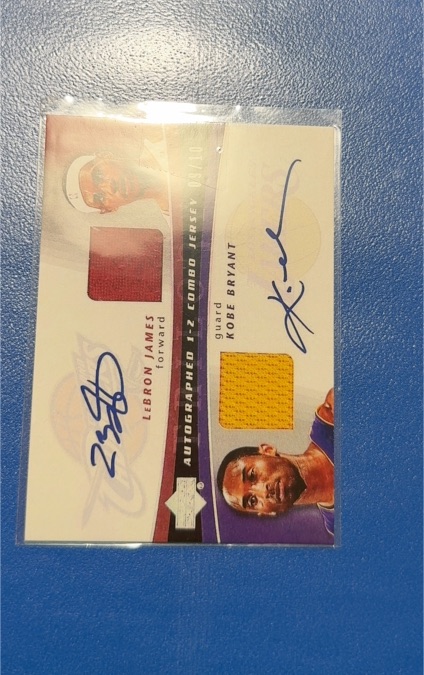 2006-07 Upper Deck Ultimate Collection Autographed Combo Jersey LeBron James Kobe Bryant — front