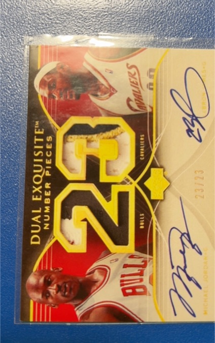2005-06 Upper Deck Exquisite Collection Dual Exquisite Number Pieces #23 Michael Jordan/Larry Hughes — front