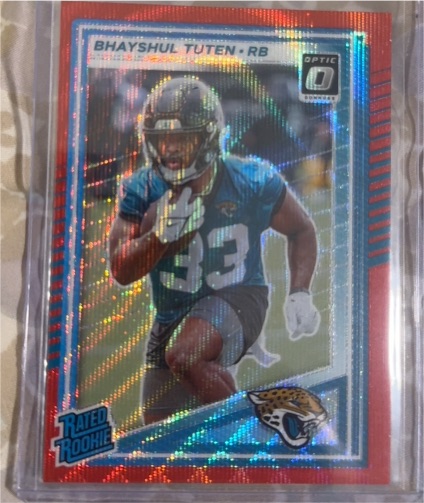 2025 Panini Donruss Optic #333 Bhayshul Tuten Rated Rookie Red Wave — front