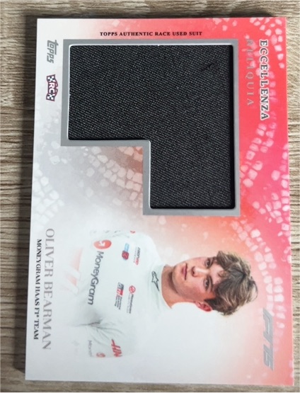 2025 Topps Eccellenza Formula 1 Oliver Bearman Race Used Suit — front