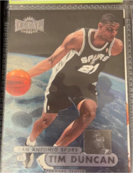 1997 Metal Universe #72 Tim Duncan Rookie Card — front