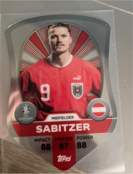 2024 Topps Match Attax Euro 2024 Chrome Shield #SC1 Marcel Sabitzer — front