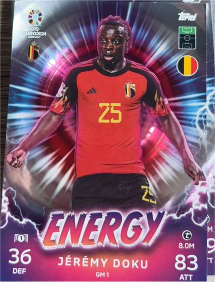 2024 Topps Match Attax Euro 2024 #GM1 Jérémy Doku Energy — front