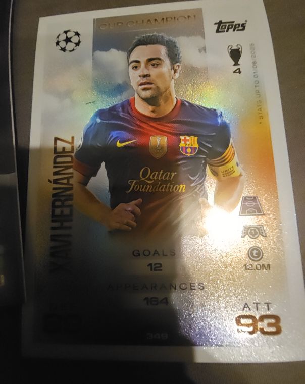 2025 Topps UEFA Champions League Match Attax #349 Xavi Hernandez Cup Champion — front