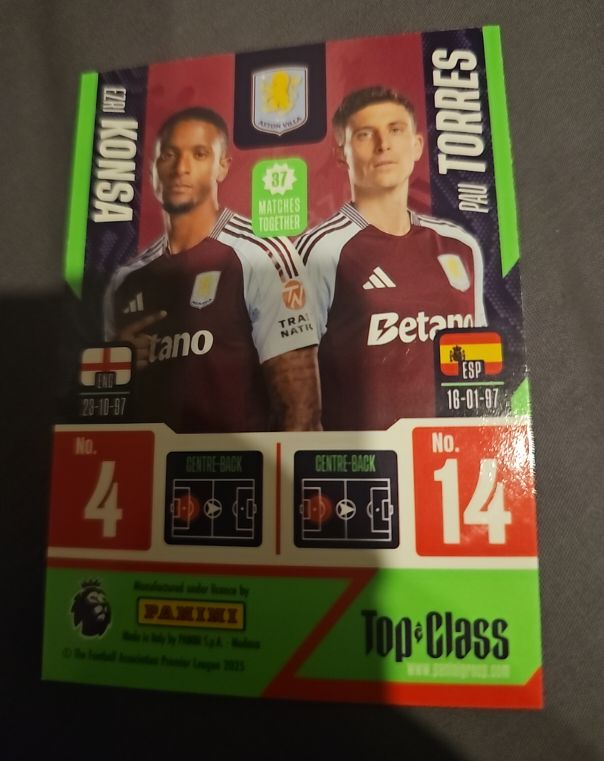2023 Panini Adrenalyn XL Top & Class Ezri Konsa & Pau Torres — front