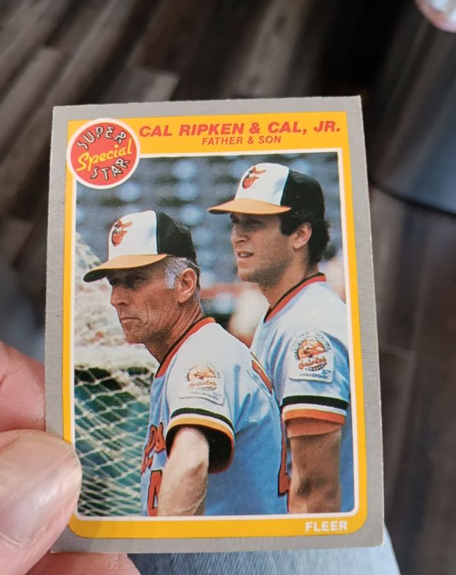 1985 Fleer #641 Cal Ripken & Cal Jr. Father & Son — front