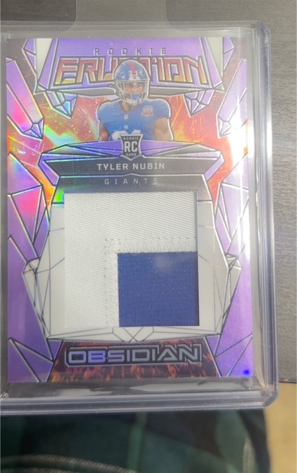 2024 Panini Obsidian #ERM-TNN Tyler Nubin Rookie Eruption Patch — front