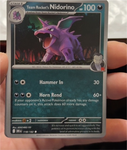 2025 Pokemon Scarlet & Violet Destined Rivals #118 Team Rocket's Nidorino — front