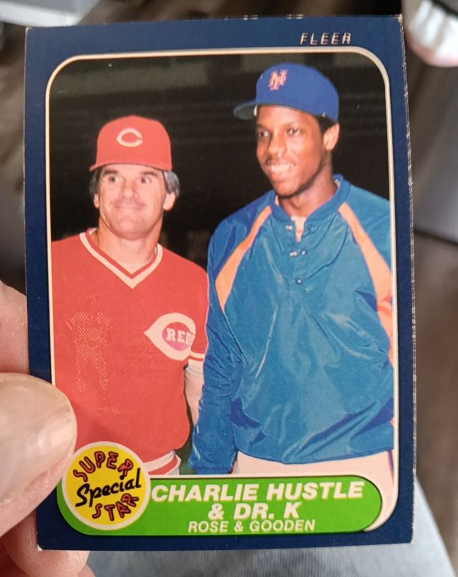 1986 Fleer #638 Charlie Hustle & Dr. K (Pete Rose / Dwight Gooden) — front