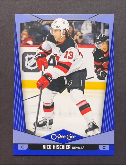 2024-25 O-Pee-Chee Blue Border #390 Nico Hischier — front