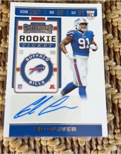 2019 Panini Contenders #197 Ed Oliver Rookie Ticket Autograph — front