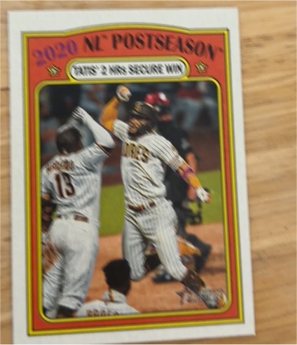 2021 Topps Heritage #21 2020 NL Postseason: Tatis' 2 HRs Secure Win Fernando Tatis Jr. — front