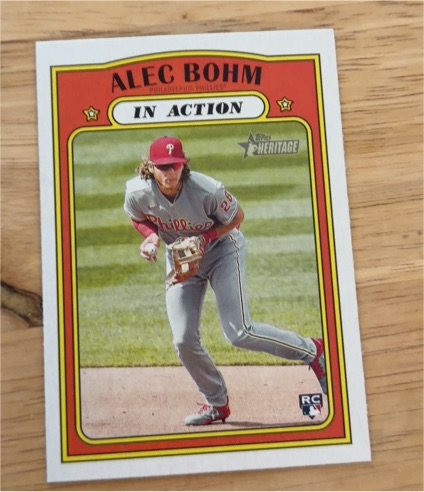 2021 Topps Heritage #12 Alec Bohm In Action Rookie Card — front