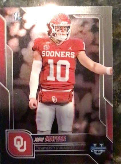 2025 Bowman University Chrome #1 John Mateer — front