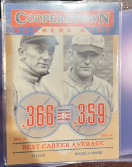 2013 Panini Cooperstown Numbers Game #16 Rogers Hornsby/Ty Cobb — front